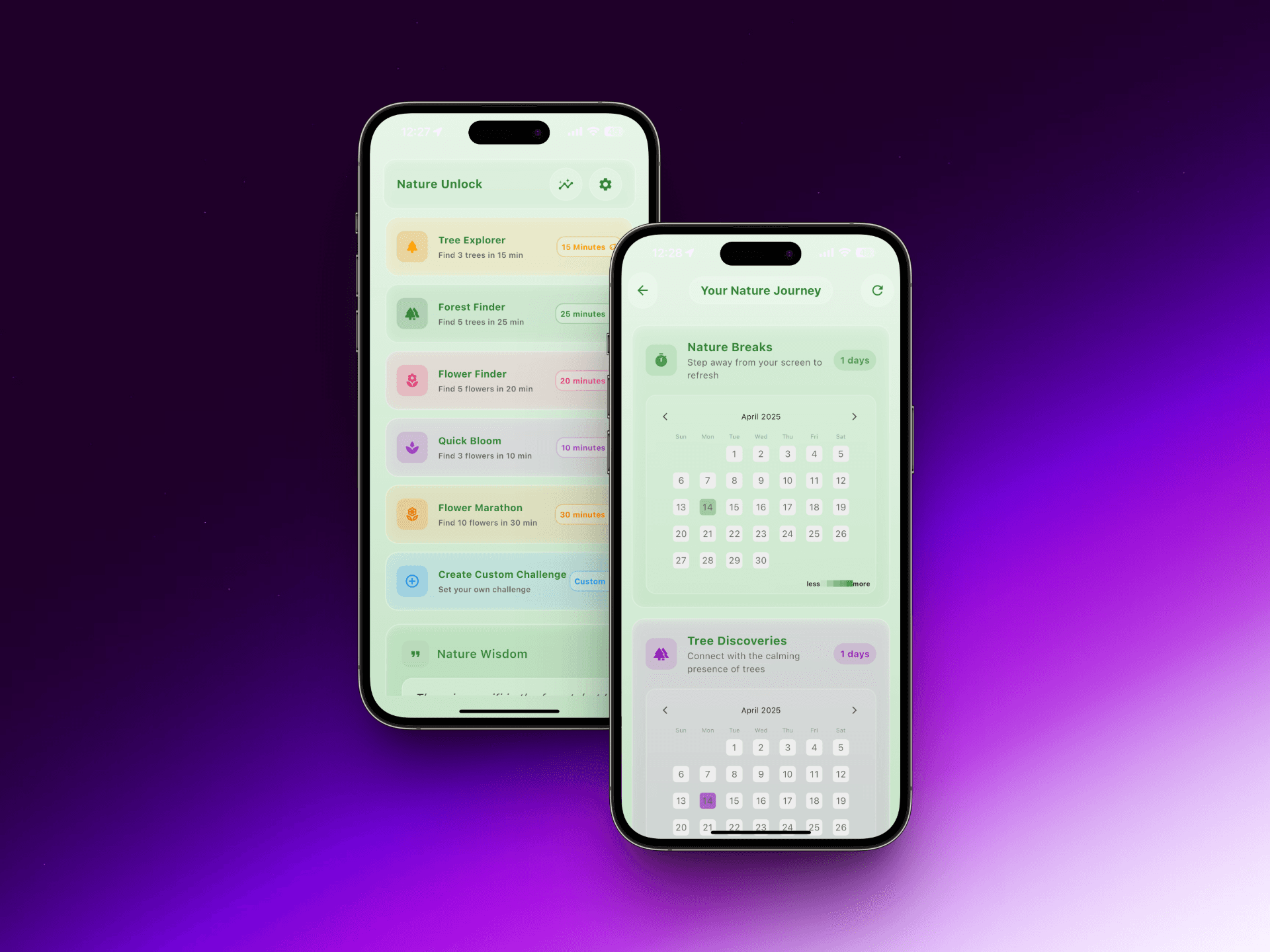 Nature Unlock app screenshot - Track your progress