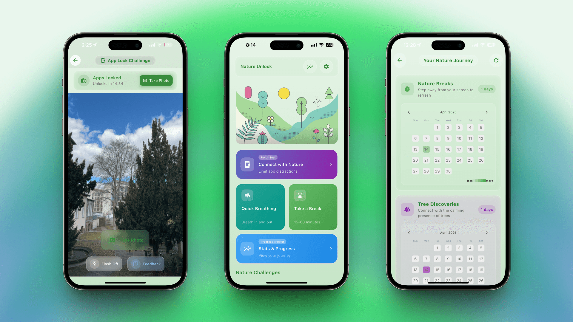 Nature Unlock app screenshot - Connect with nature to unlock